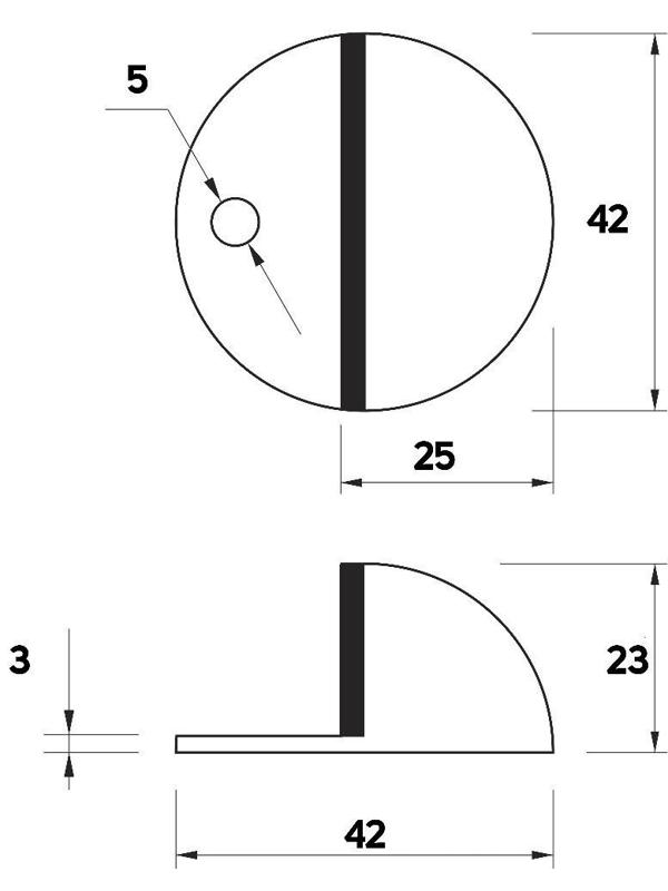 Упор дверной U103AС, d=42 мм, h=23 мм, цвет медь