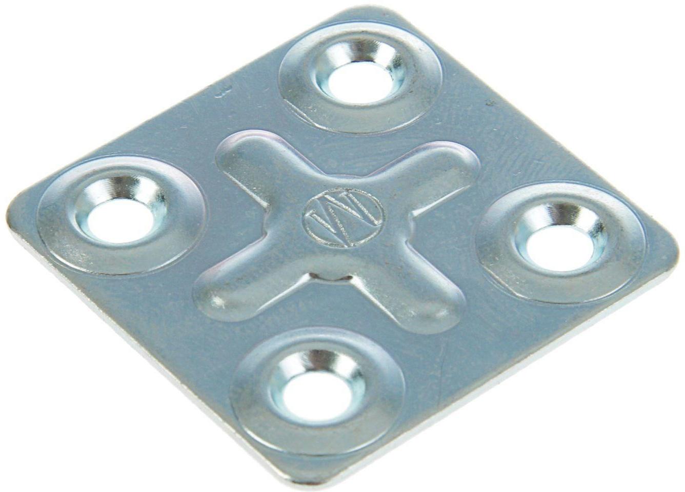 Пластина крепёжная, оцинкованная, 37 х 37 х 1.2 мм