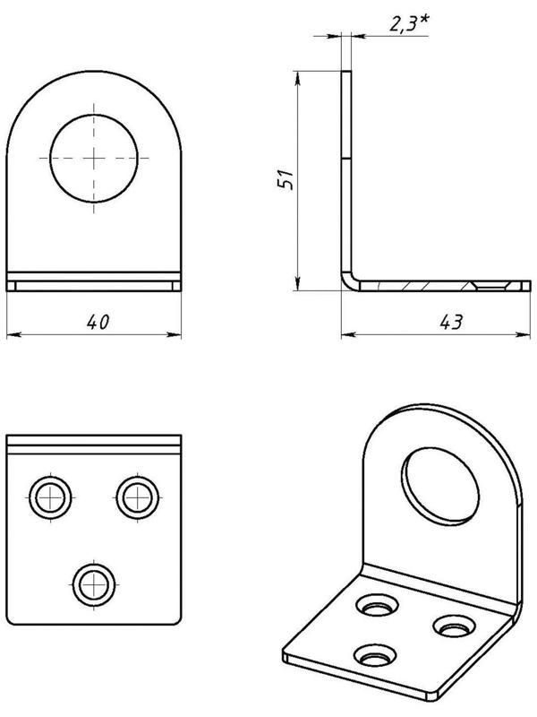 Пробой-ушко, 40 х 90 мм, гнутое, оцинкованное