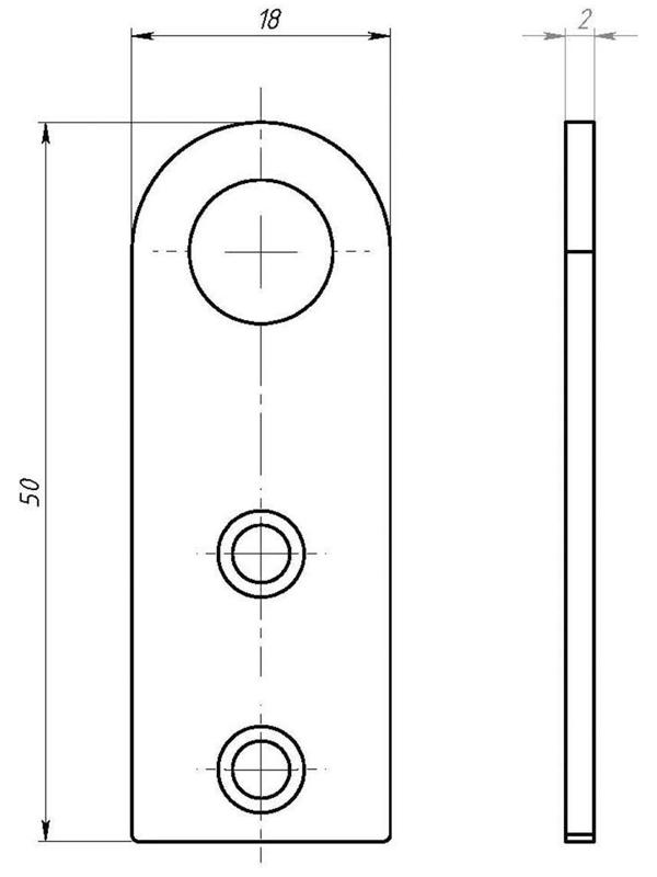 Пробой-ушко, 18 х 50 мм, оцинкованное