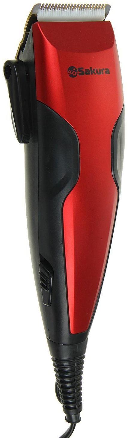Машинка для стрижки Sakura SA-5103R Premium, 4 насадки, керам.нож, 220 В, красная