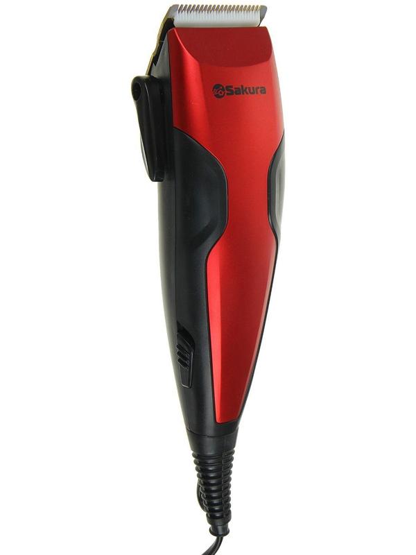 Машинка для стрижки Sakura SA-5103R Premium, 4 насадки, керам.нож, 220 В, красная