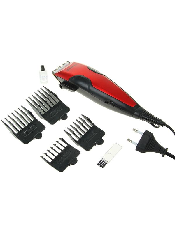 Машинка для стрижки Sakura SA-5103R Premium, 4 насадки, керам.нож, 220 В, красная