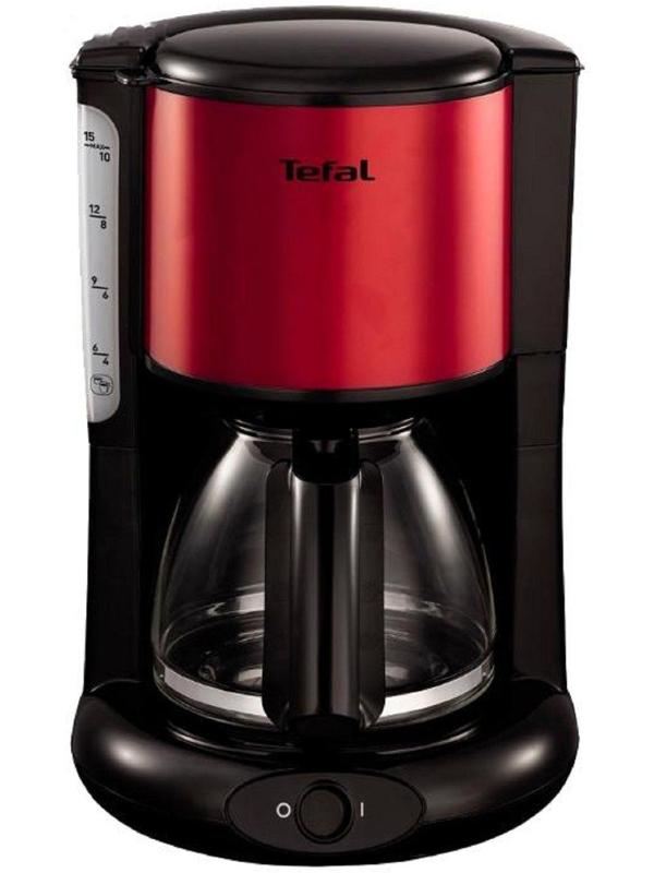 Кофеварка Tefal CM 361Е38, капельная, 1000 Вт, 1.25 л, чёрно-красная
