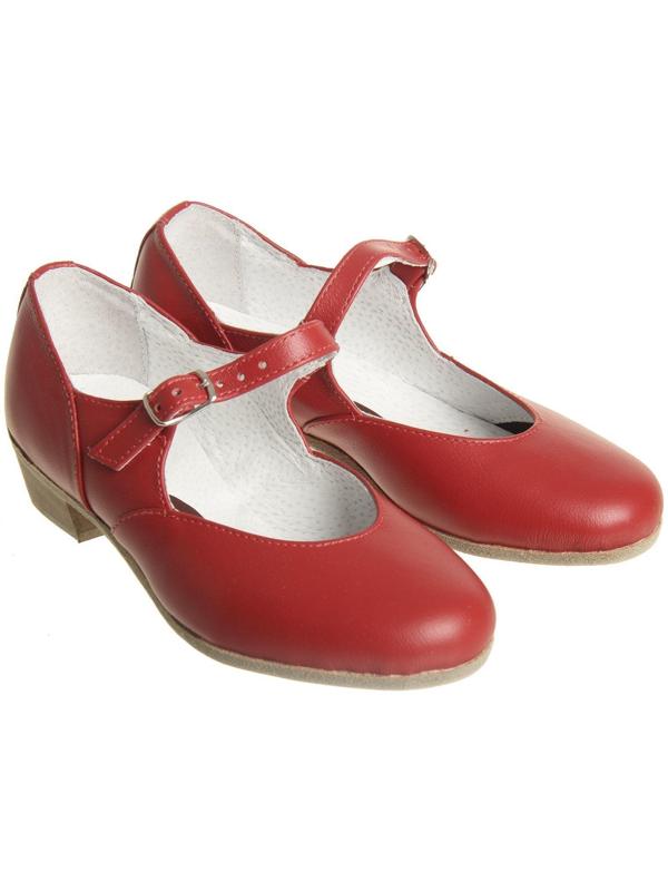 Туфли народные женские, длина по стельке 20 см, цвет красный