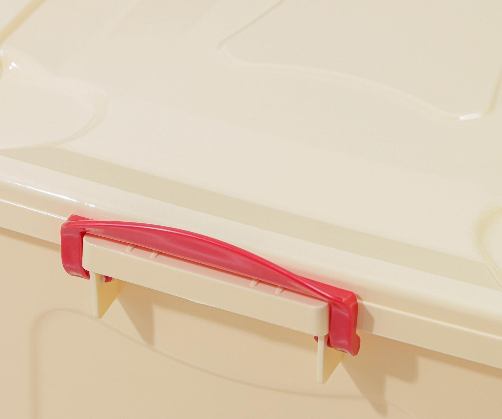 Контейнер для хранения с крышкой 50 л, 59×39×32 см, на колёсиках, цвет слоновая кость