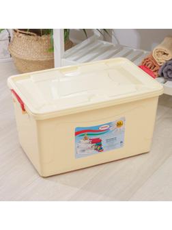 Контейнер для хранения с крышкой 50 л, 59×39×32 см, на колёсиках, цвет слоновая кость
