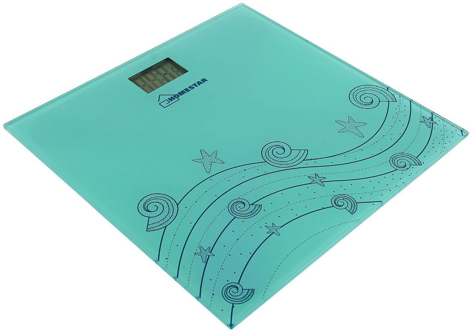 Весы напольные HOMESTAR HS-6001B, электронные, до 180 кг, 1хCR2032, стекло, голубые