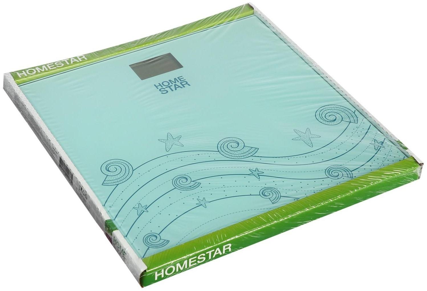 Весы напольные HOMESTAR HS-6001B, электронные, до 180 кг, 1хCR2032, стекло, голубые