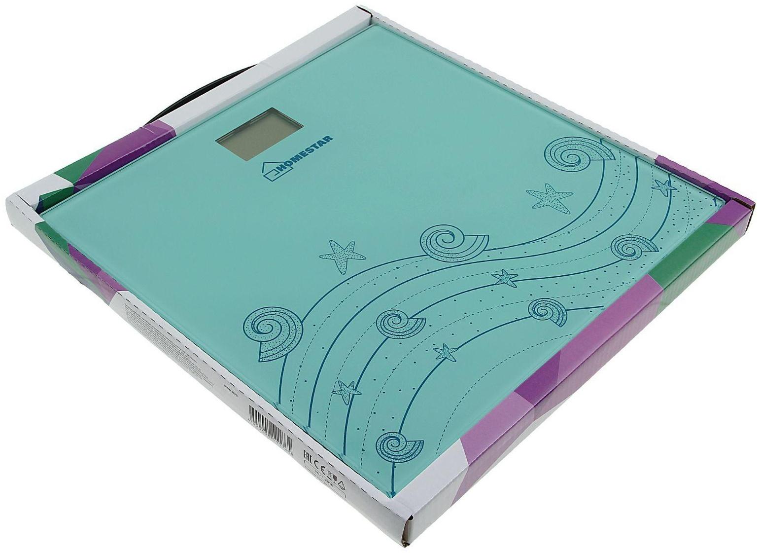 Весы напольные HOMESTAR HS-6001B, электронные, до 180 кг, 1хCR2032, стекло, голубые