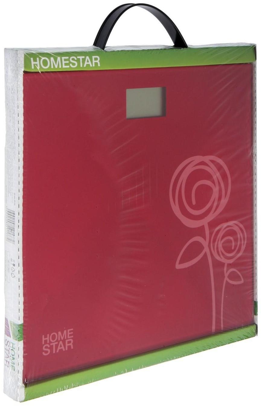 Весы напольные HOMESTAR HS-6001C, электронные, до 180 кг, 1хCR2032, стекло, красные