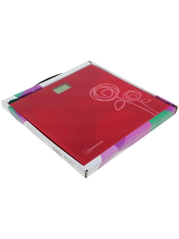 Весы напольные HOMESTAR HS-6001C, электронные, до 180 кг, 1хCR2032, стекло, красные