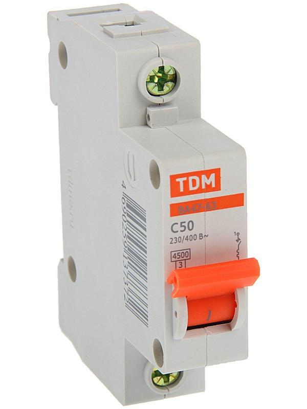 Выключатель автоматический TDM ВА47-63, 1п, 50 А, 4.5 кА