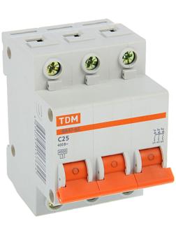 Выключатель автоматический TDM ВА47-63, 3п, 25 А, 4.5 кА