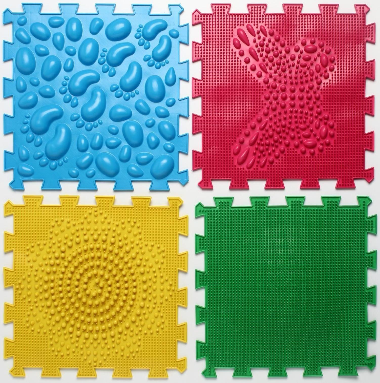 Модульный массажный коврик ОРТО ПАЗЛ «Начинайка», 8 модулей, 4 вида