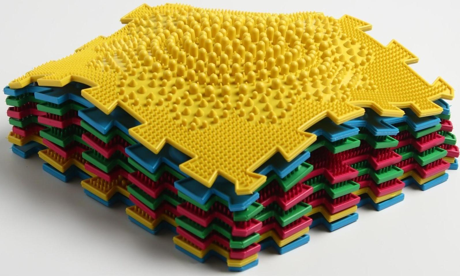 Модульный массажный коврик ОРТО ПАЗЛ «Начинайка», 8 модулей, 4 вида