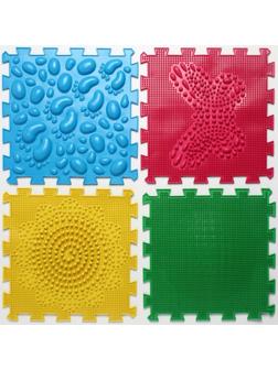 Модульный массажный коврик ОРТО ПАЗЛ «Начинайка», 8 модулей, 4 вида
