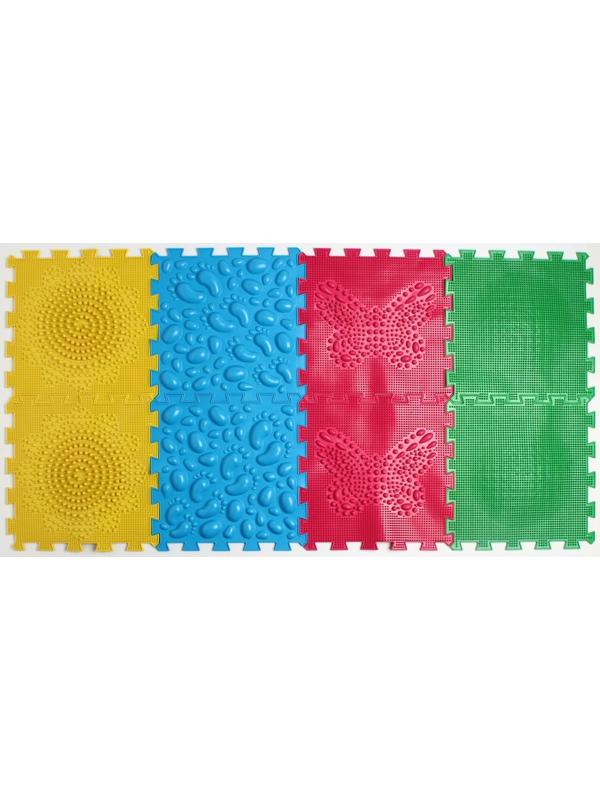 Модульный массажный коврик ОРТО ПАЗЛ «Начинайка», 8 модулей, 4 вида