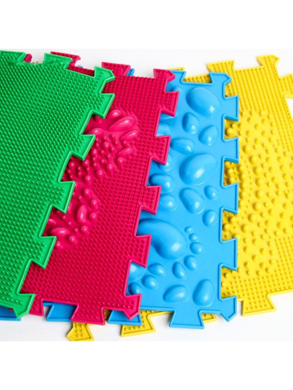 Модульный массажный коврик ОРТО ПАЗЛ «Начинайка», 8 модулей, 4 вида
