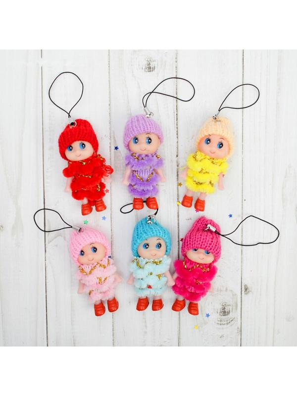 Брелок «Куколка», в шапочке и шарфе, цвета МИКС