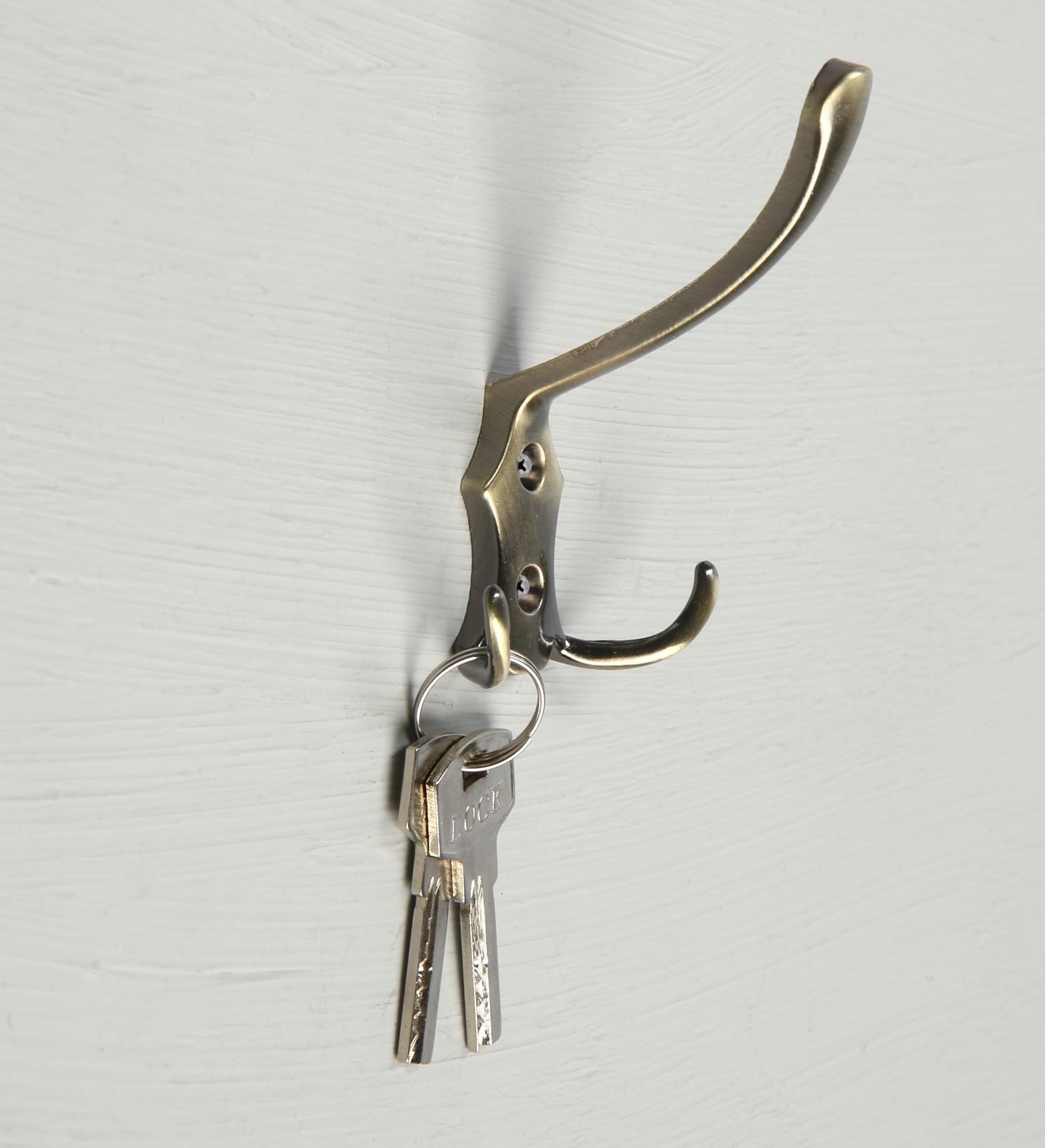 Крючок мебельный KM301AB, трёхрожковый, цвет бронза