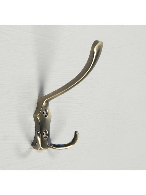 Крючок мебельный KM301AB, трёхрожковый, цвет бронза