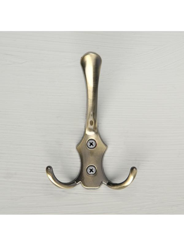 Крючок мебельный KM301AB, трёхрожковый, цвет бронза