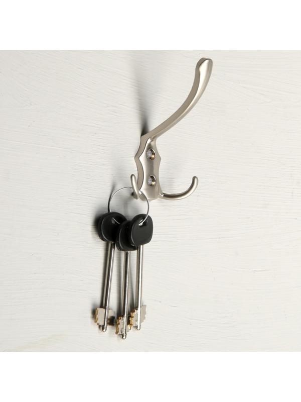 Крючок мебельный KM301SN, трёхрожковый, цвет матовый никель