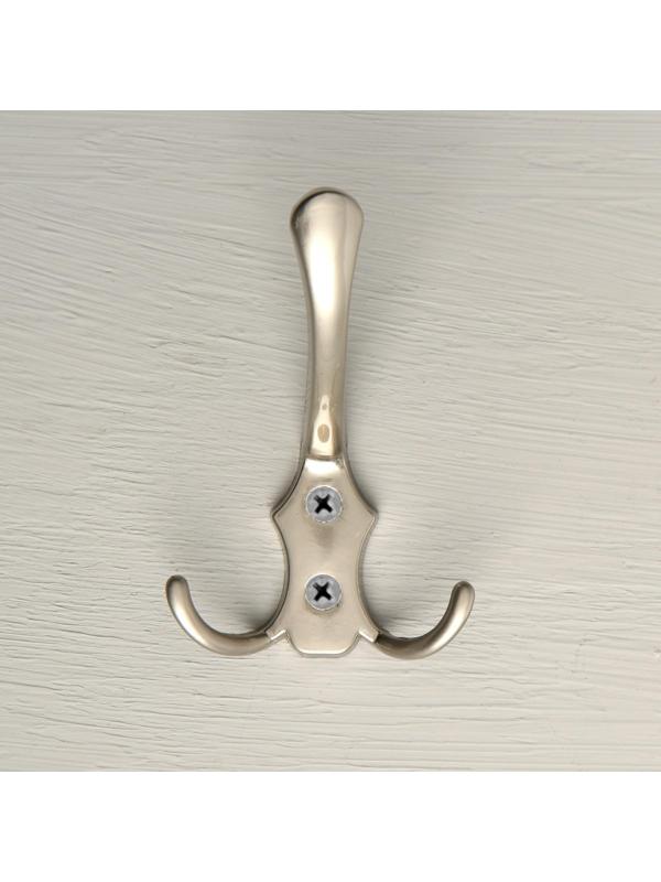 Крючок мебельный KM301SN, трёхрожковый, цвет матовый никель