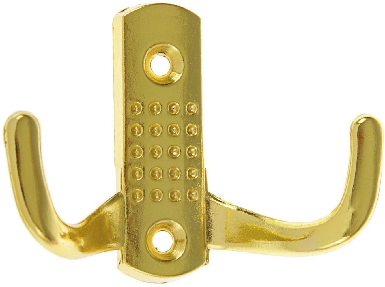 Крючок мебельный KM202GP, двухрожковый, цвет золото