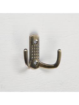 Крючок мебельный KM202AB, двухрожковый, цвет бронза