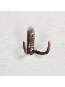 Крючок мебельный KM202AC, двухрожковый, цвет медь