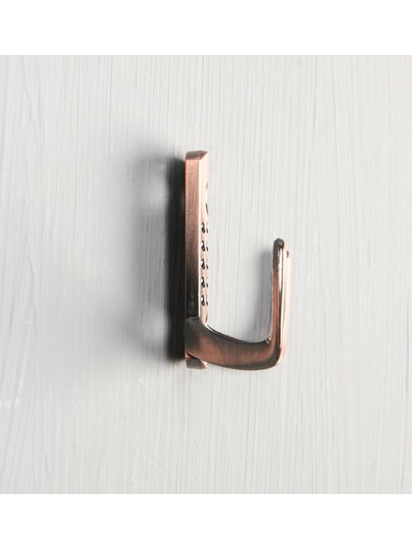 Крючок мебельный KM202AC, двухрожковый, цвет медь