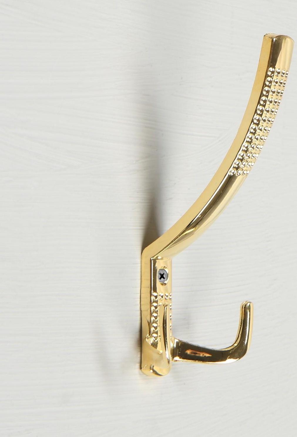 Крючок мебельный KM302GP, трёхрожковый, цвет золото