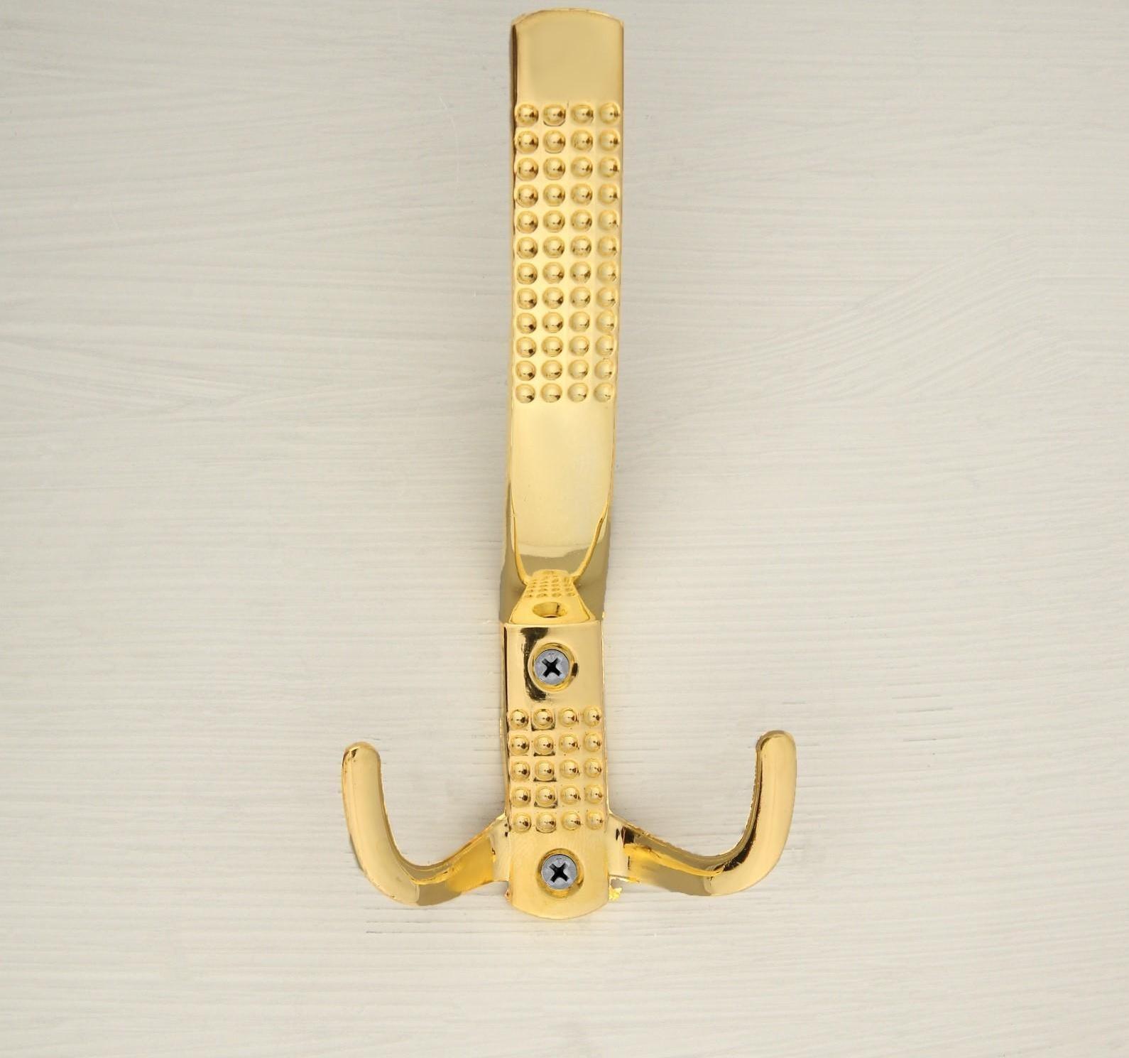 Крючок мебельный KM302GP, трёхрожковый, цвет золото