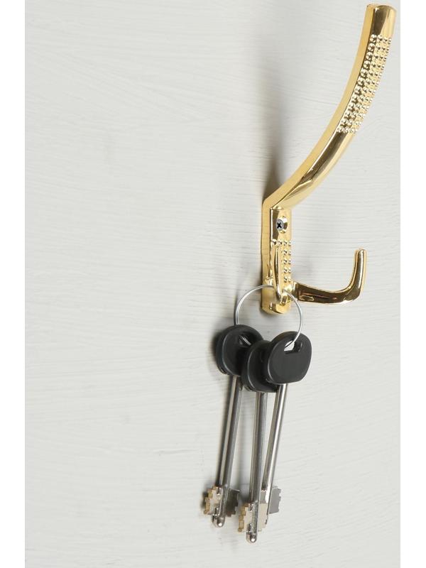 Крючок мебельный KM302GP, трёхрожковый, цвет золото