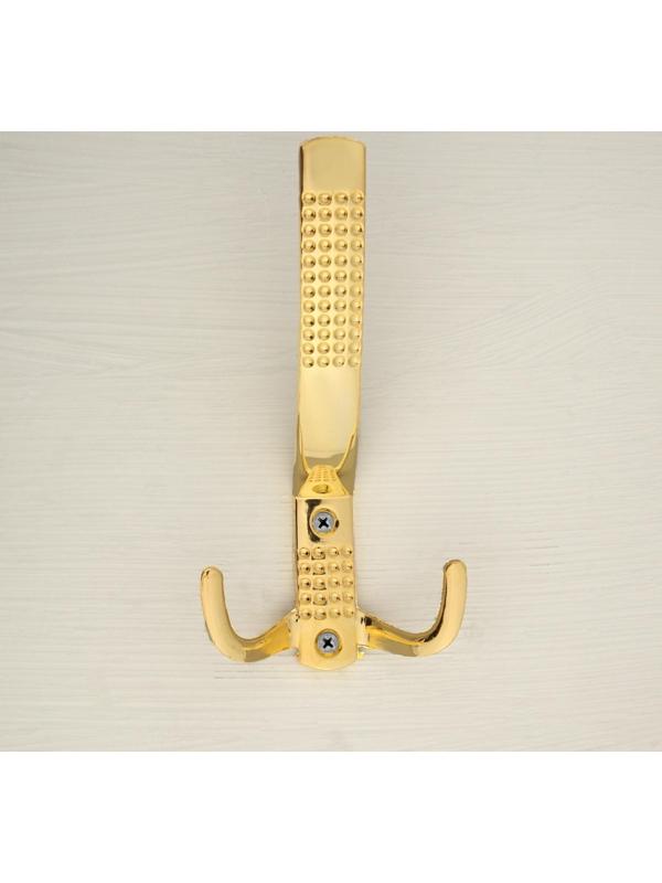 Крючок мебельный KM302GP, трёхрожковый, цвет золото