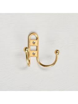 Крючок мебельный KM203GP, двухрожковый, цвет золото