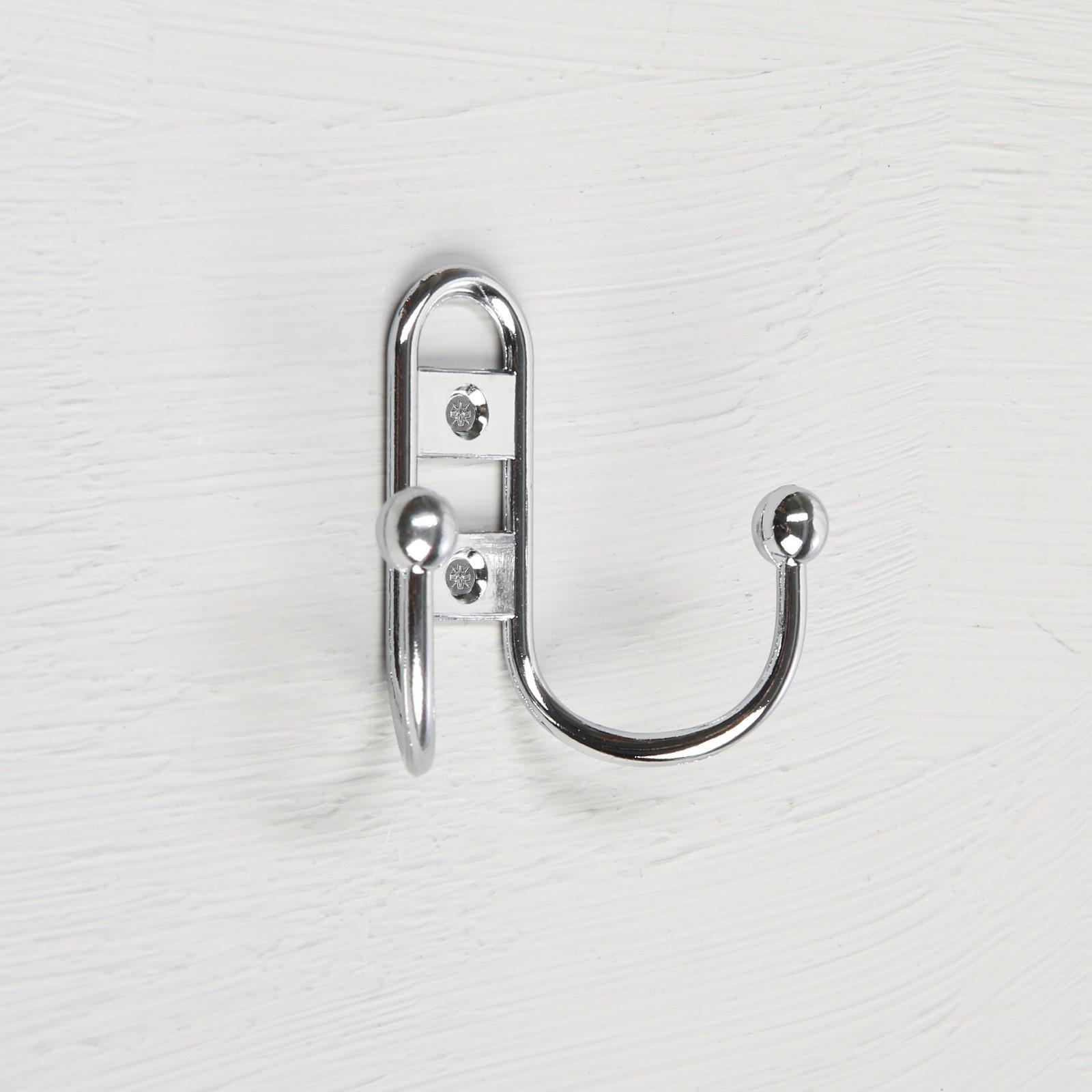 Крючок мебельный KM203CP, двухрожковый, цвет хром