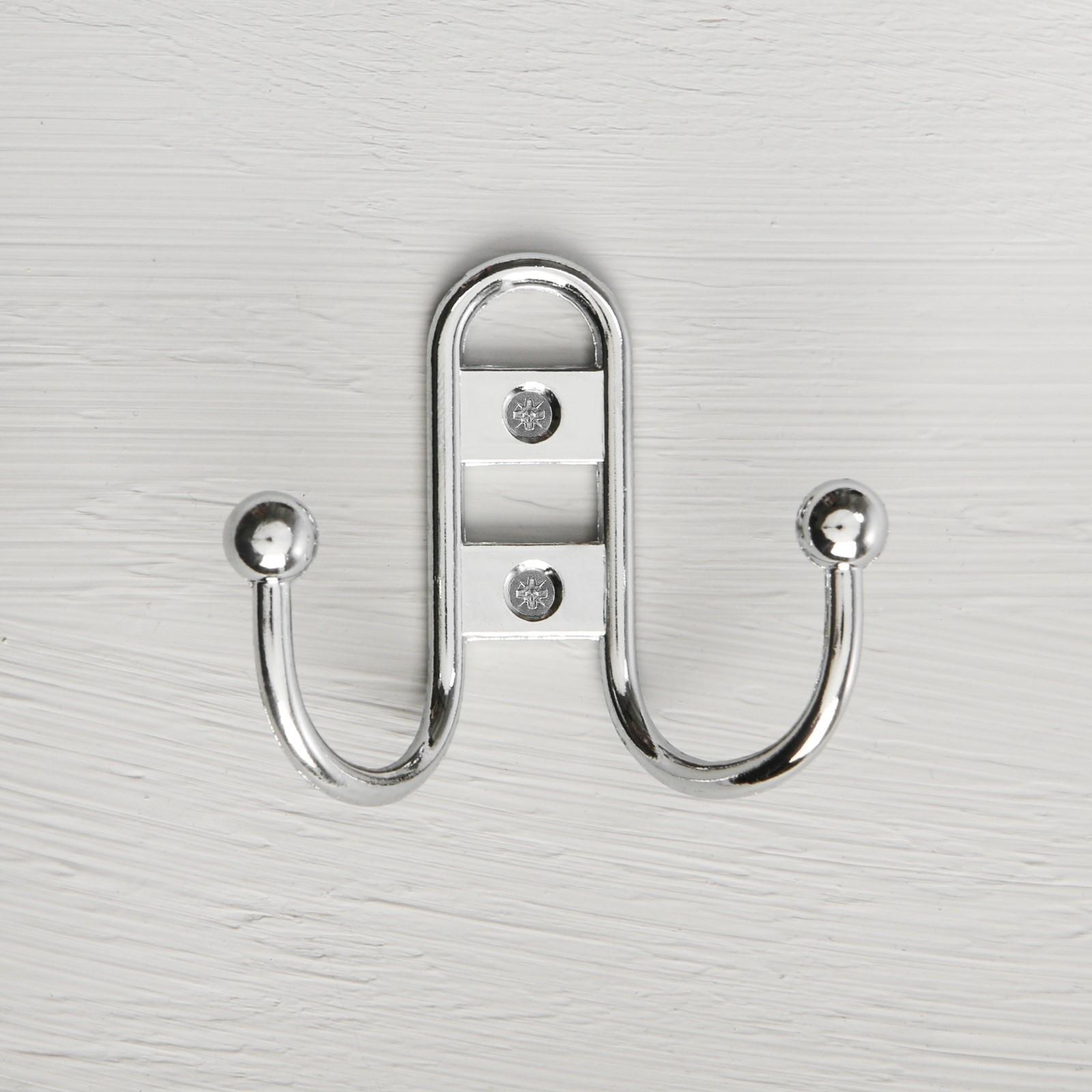 Крючок мебельный KM203CP, двухрожковый, цвет хром