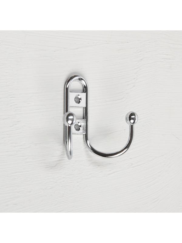 Крючок мебельный KM203CP, двухрожковый, цвет хром