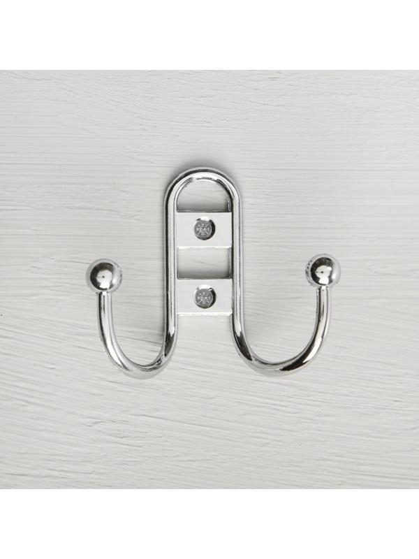 Крючок мебельный KM203CP, двухрожковый, цвет хром