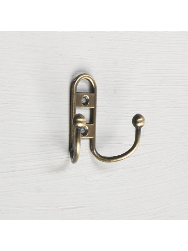 Крючок мебельный KM203AB, двухрожковый, цвет бронза