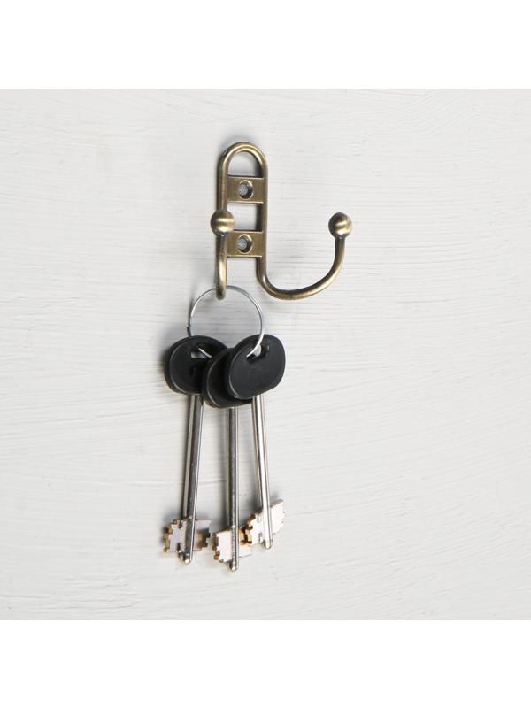 Крючок мебельный KM203AB, двухрожковый, цвет бронза