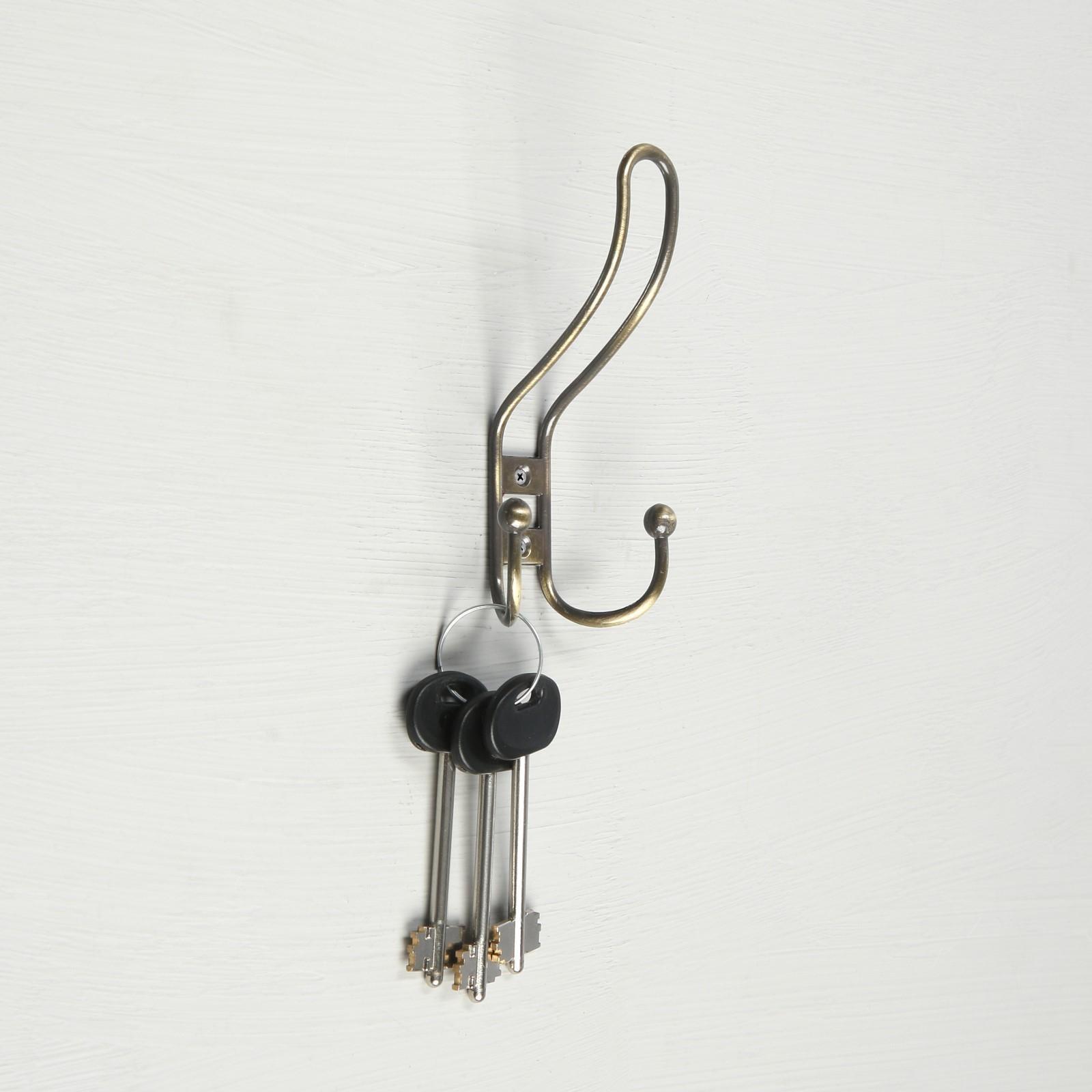 Крючок мебельный KM303AB, трёхрожковый, цвет бронза