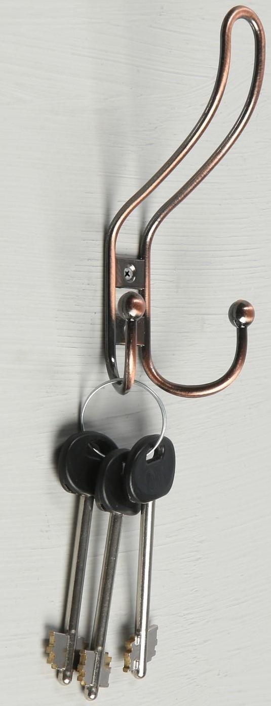Крючок мебельный KM303AC, трёхрожковый, цвет медь