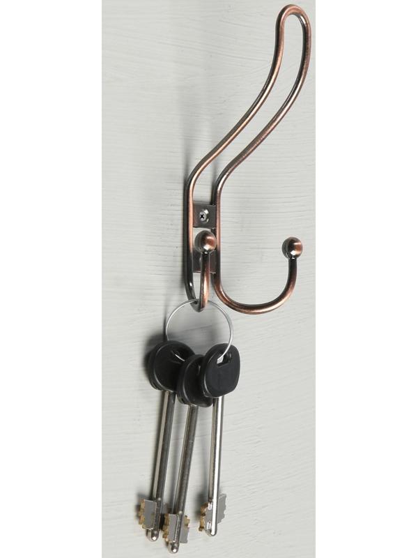 Крючок мебельный KM303AC, трёхрожковый, цвет медь