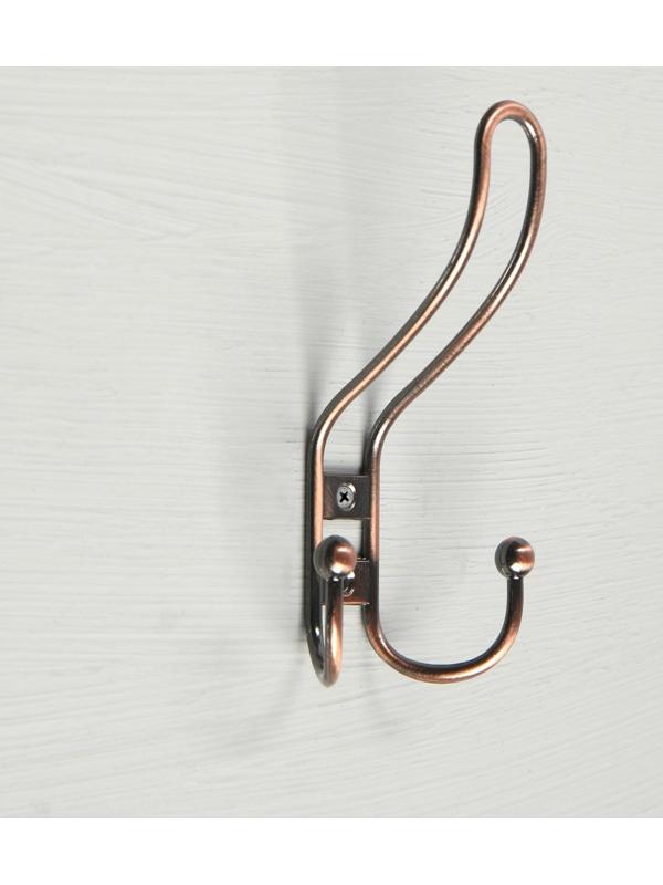 Крючок мебельный KM303AC, трёхрожковый, цвет медь