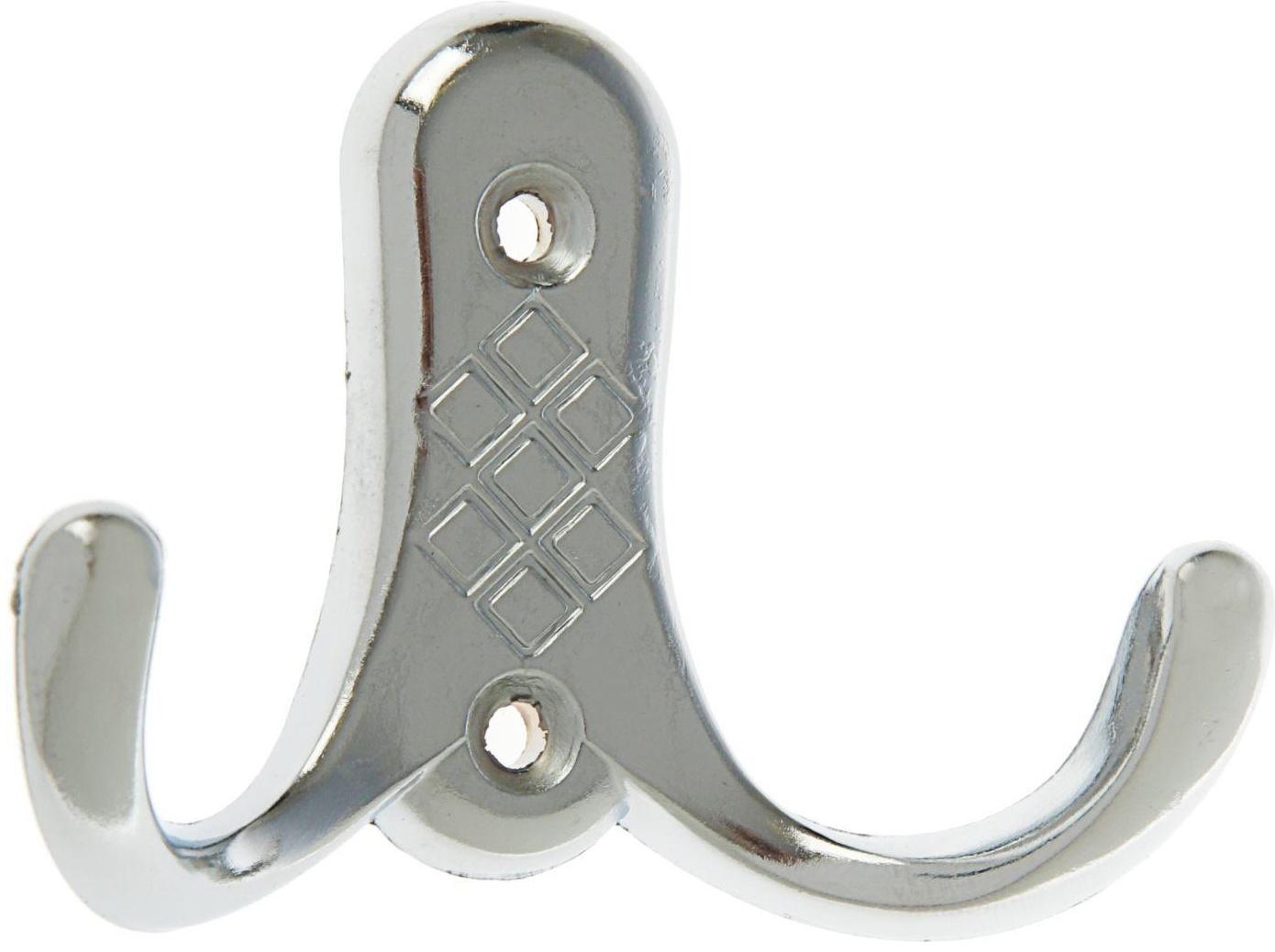 Крючок мебельный KM204CP, двухрожковый, цвет хром