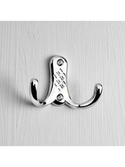 Крючок мебельный KM204CP, двухрожковый, цвет хром